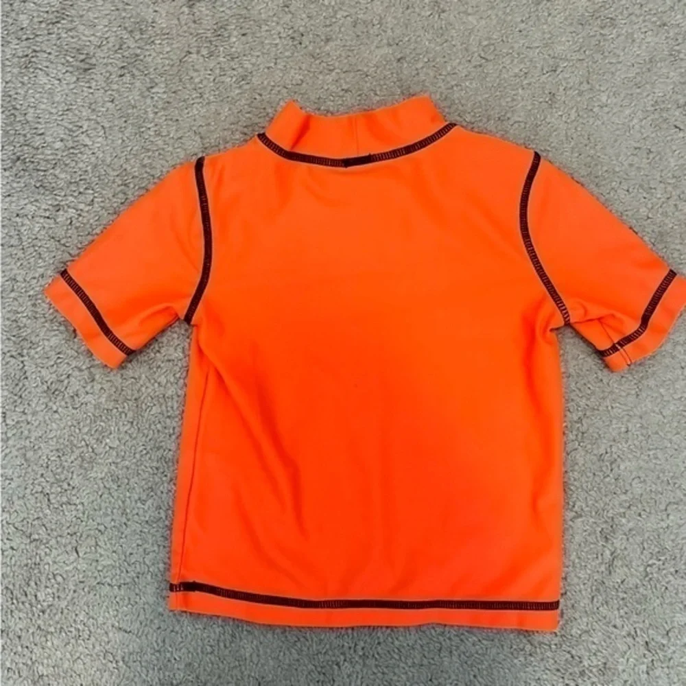 Carter's Swim Shirt boy's size 2T Orange Dinosaur Pool Rashguard